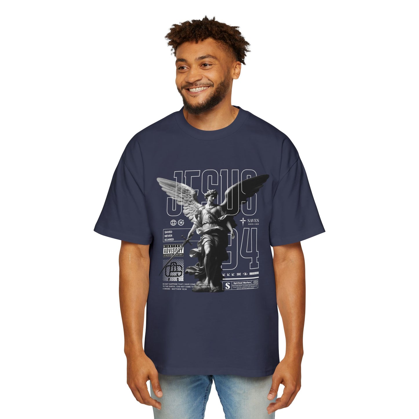 A Spiritual Warfare Men's Heavy Oversized Tee