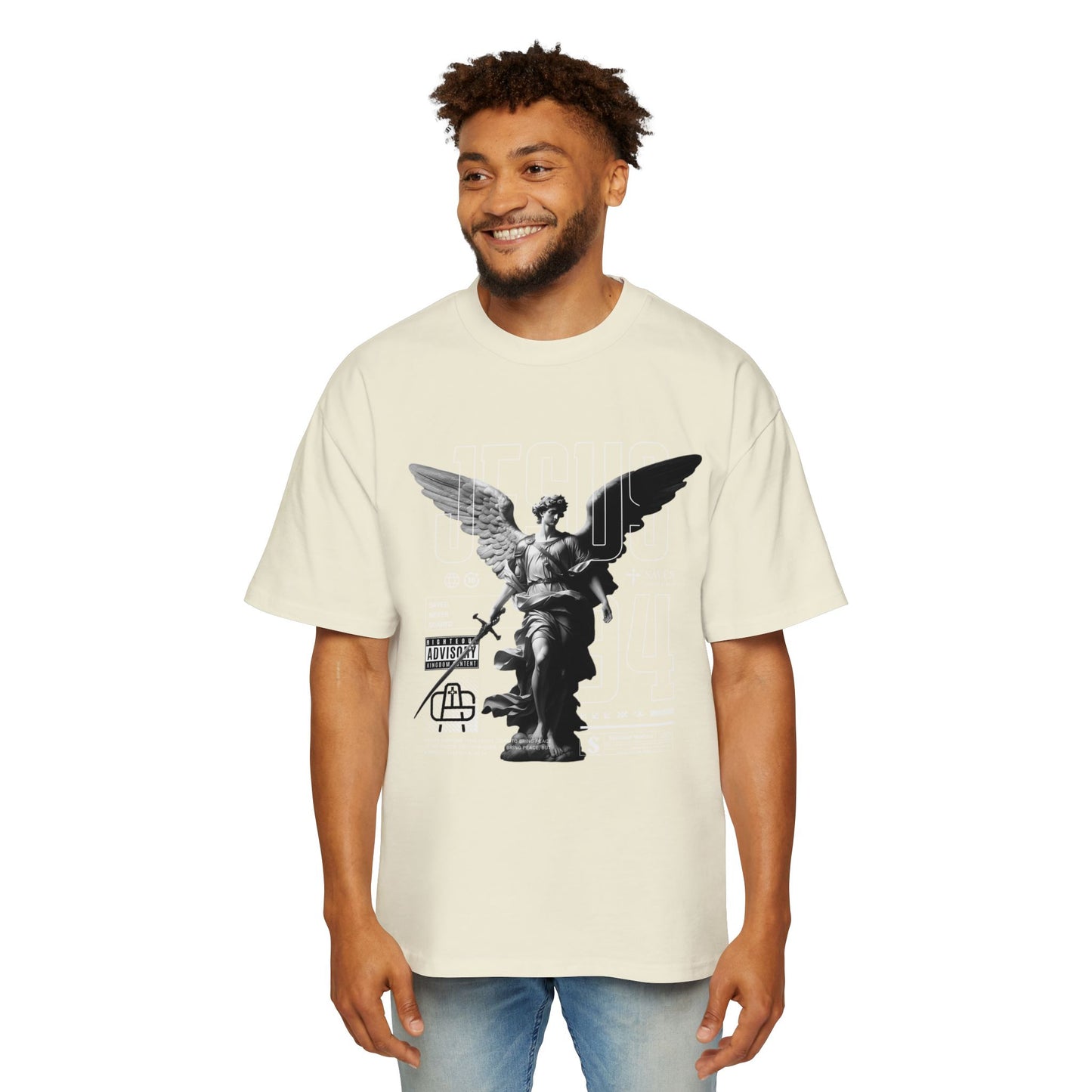 A Spiritual Warfare Men's Heavy Oversized Tee