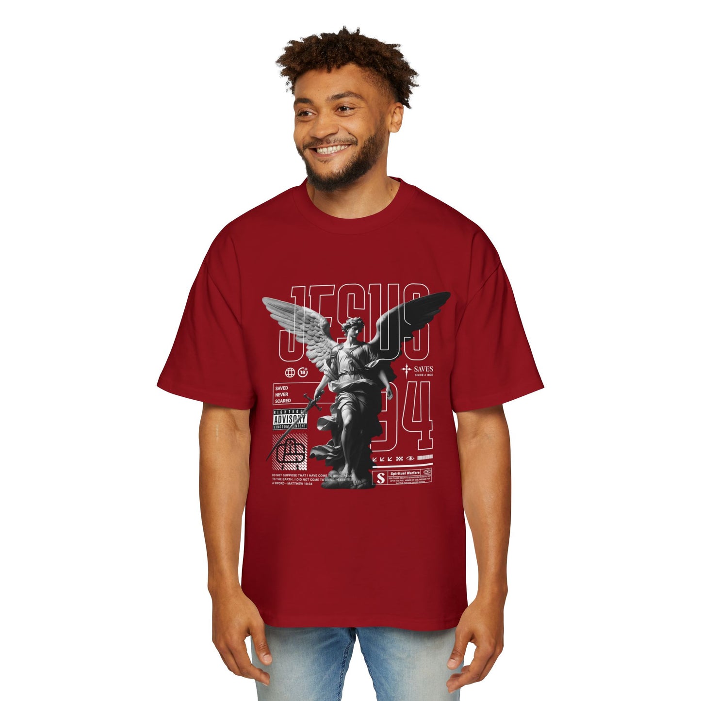 A Spiritual Warfare Men's Heavy Oversized Tee