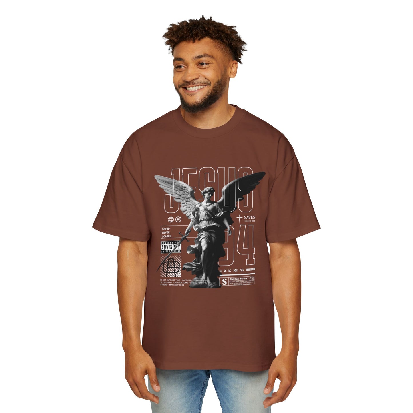A Spiritual Warfare Men's Heavy Oversized Tee