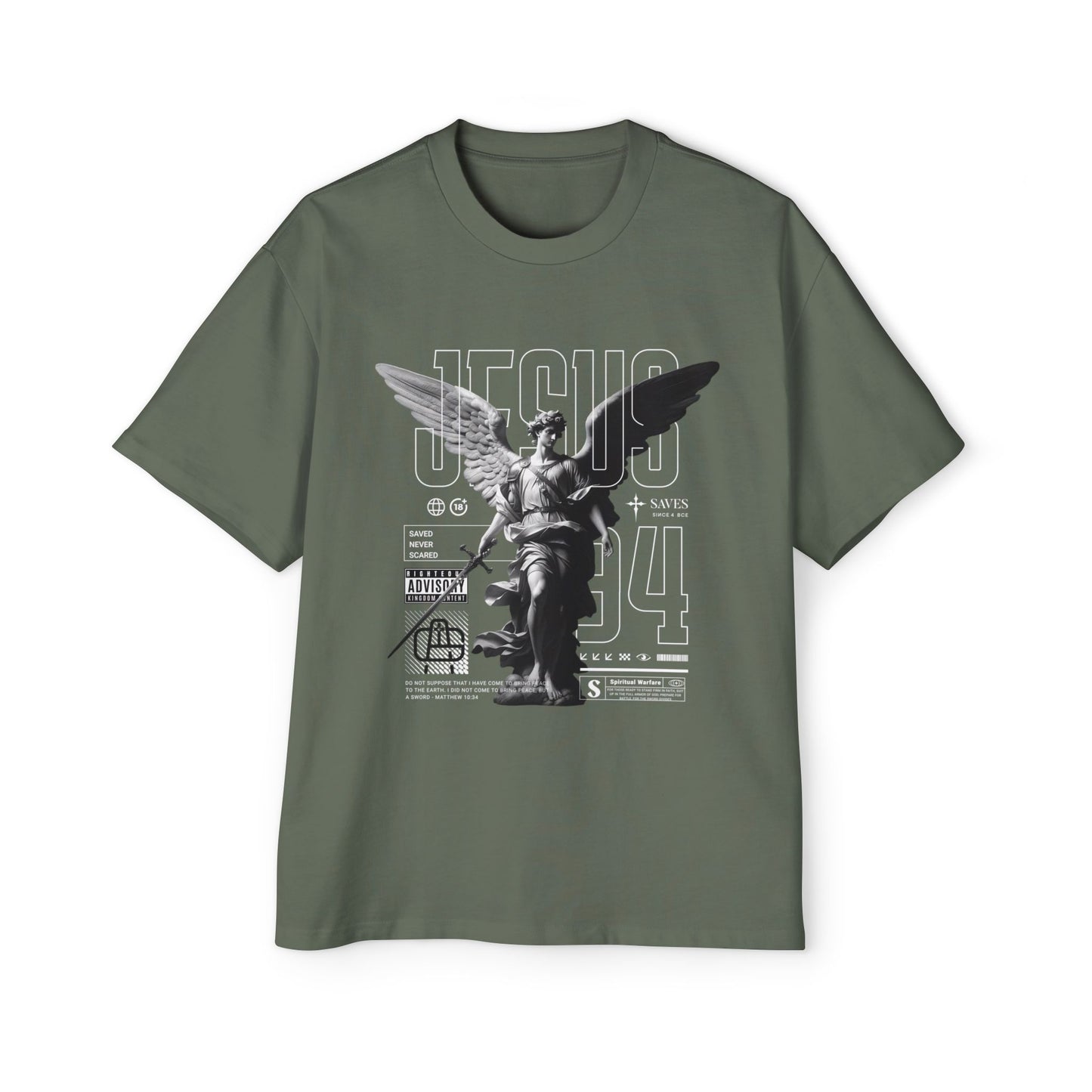 A Spiritual Warfare Men's Heavy Oversized Tee