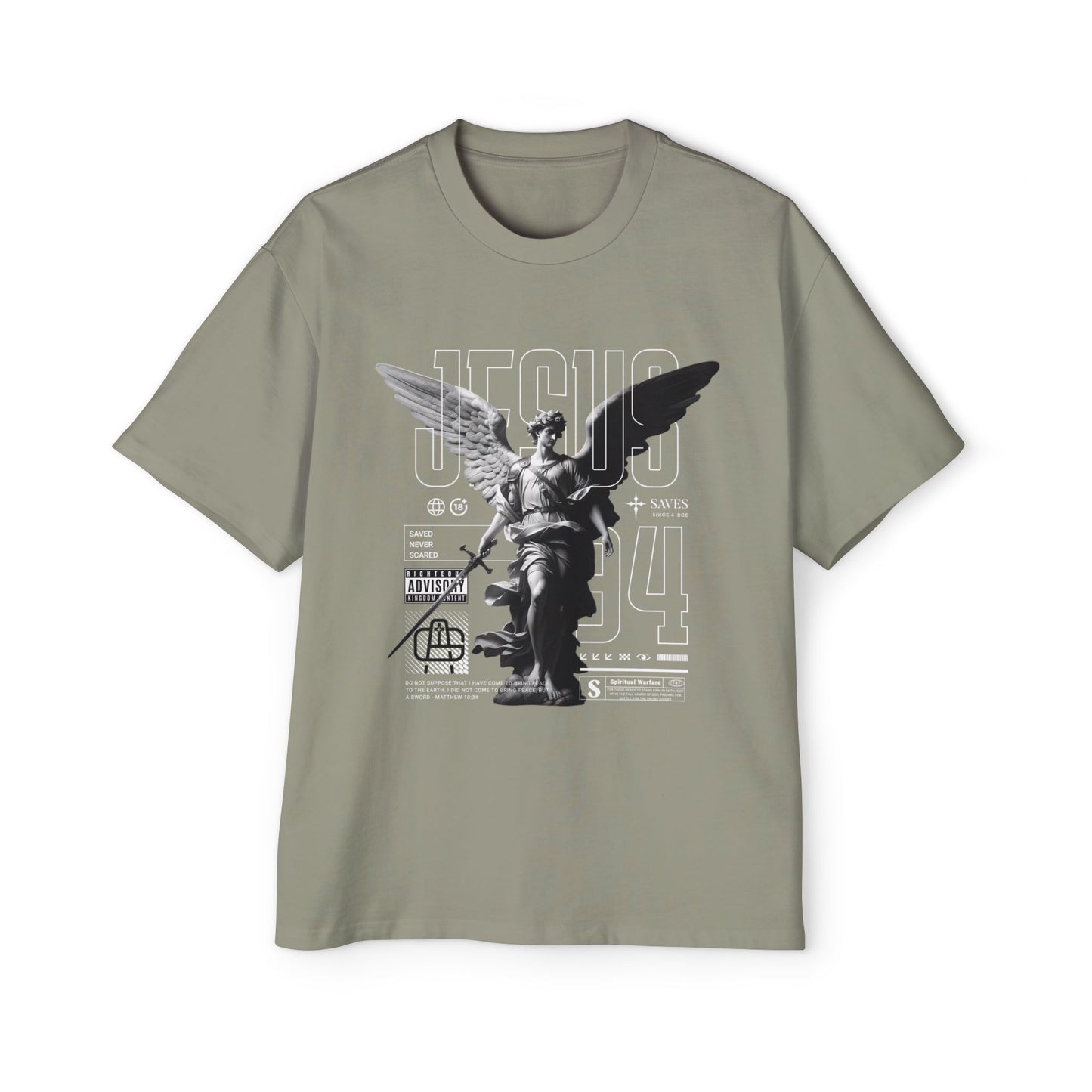A Spiritual Warfare Men's Heavy Oversized Tee