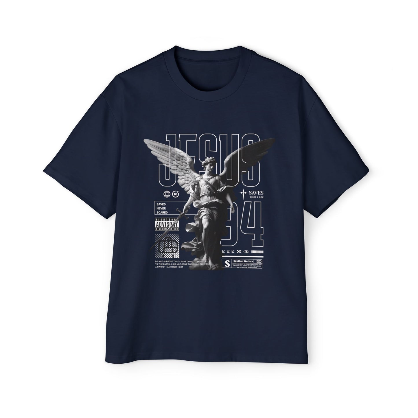 A Spiritual Warfare Men's Heavy Oversized Tee