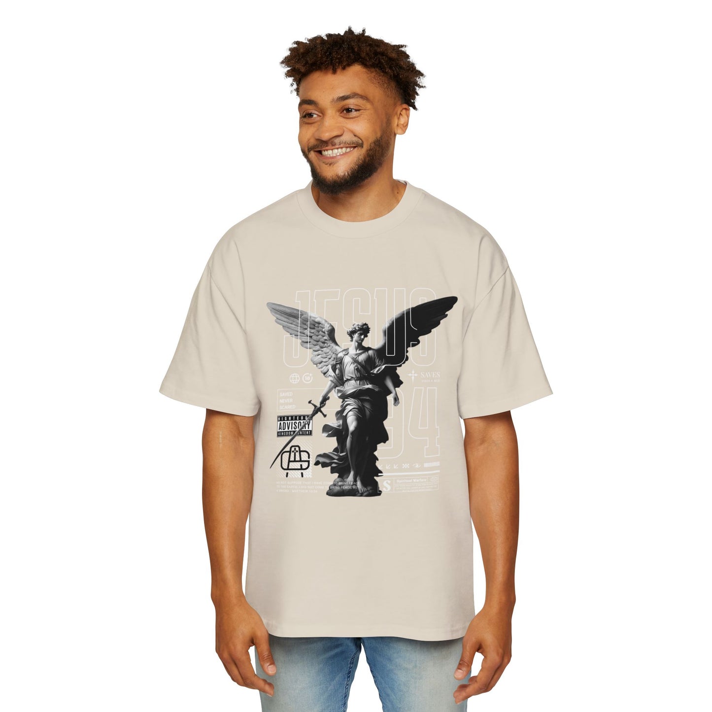 A Spiritual Warfare Men's Heavy Oversized Tee