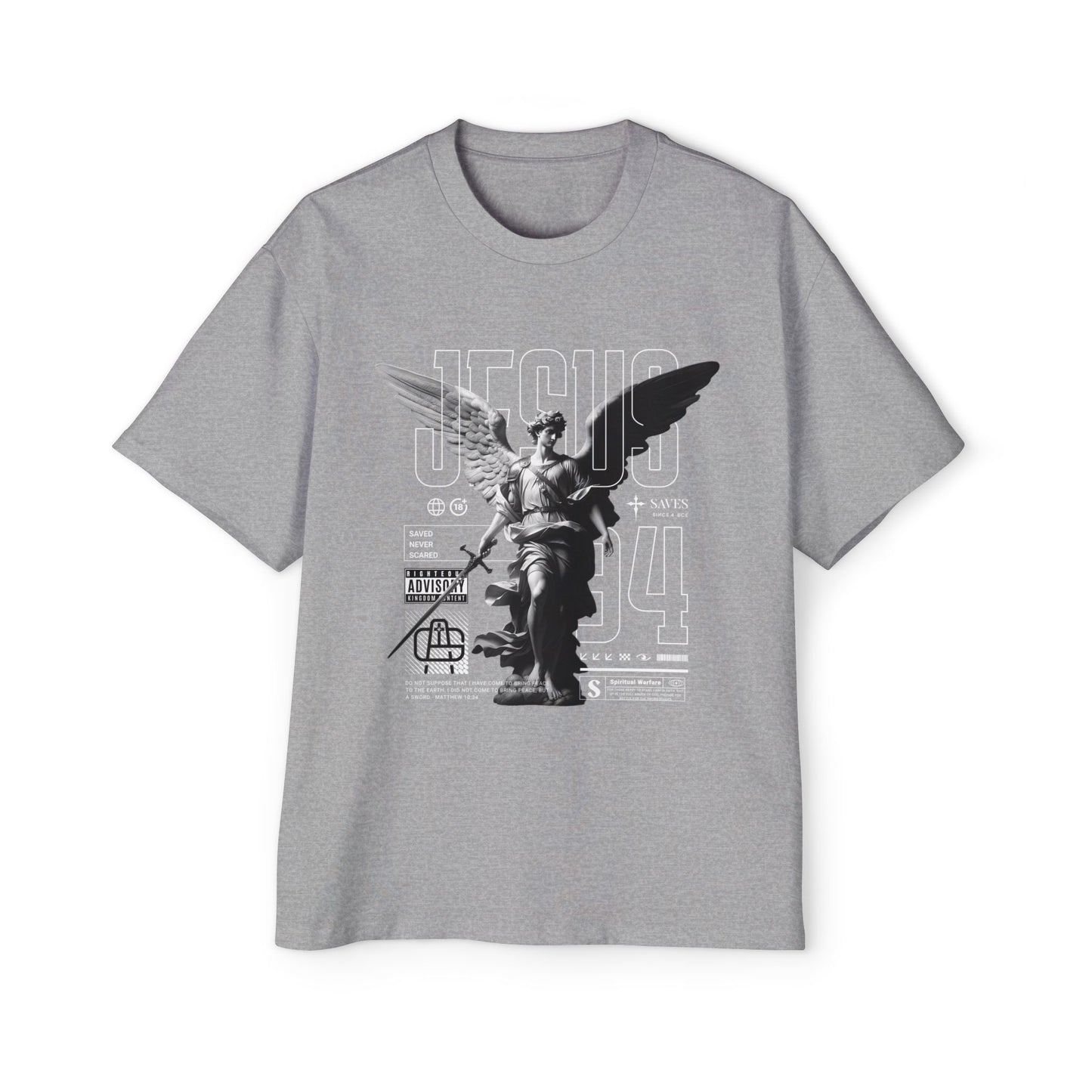 A Spiritual Warfare Men's Heavy Oversized Tee