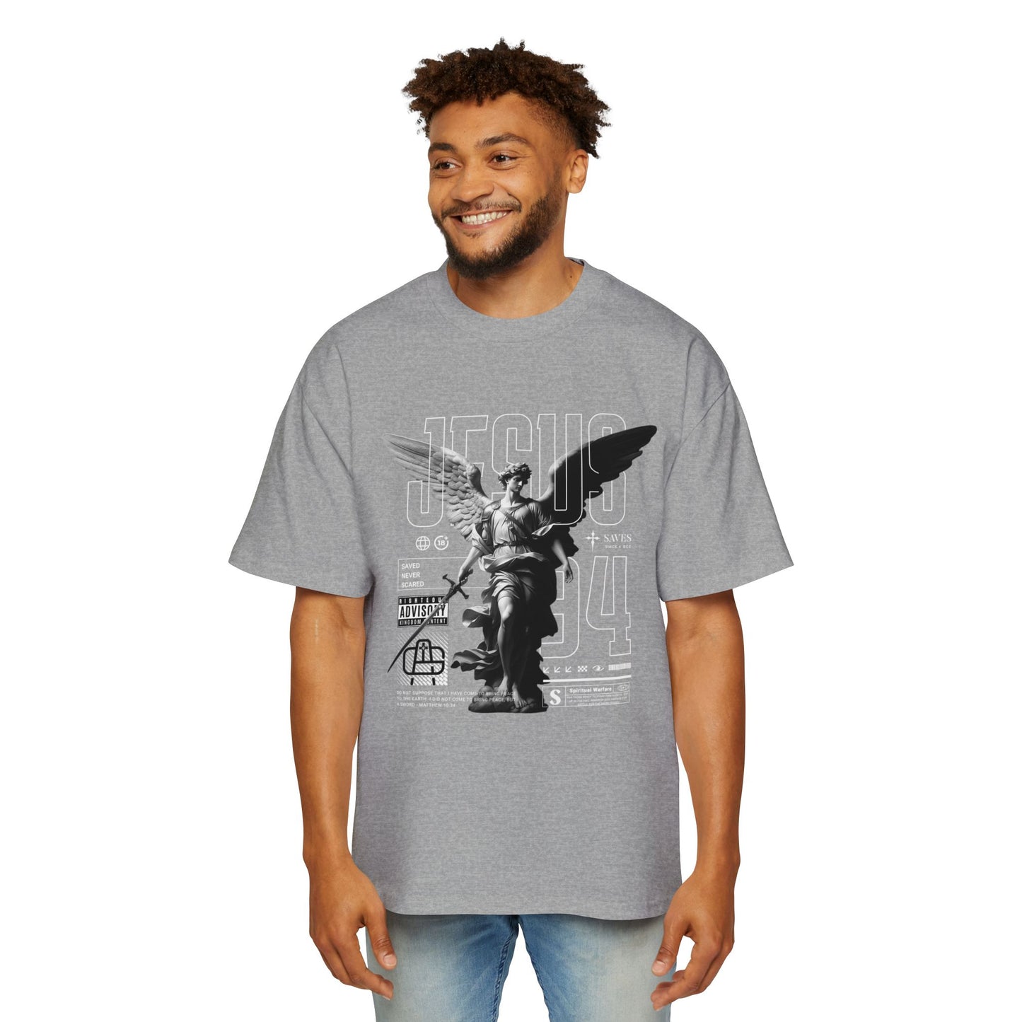 A Spiritual Warfare Men's Heavy Oversized Tee