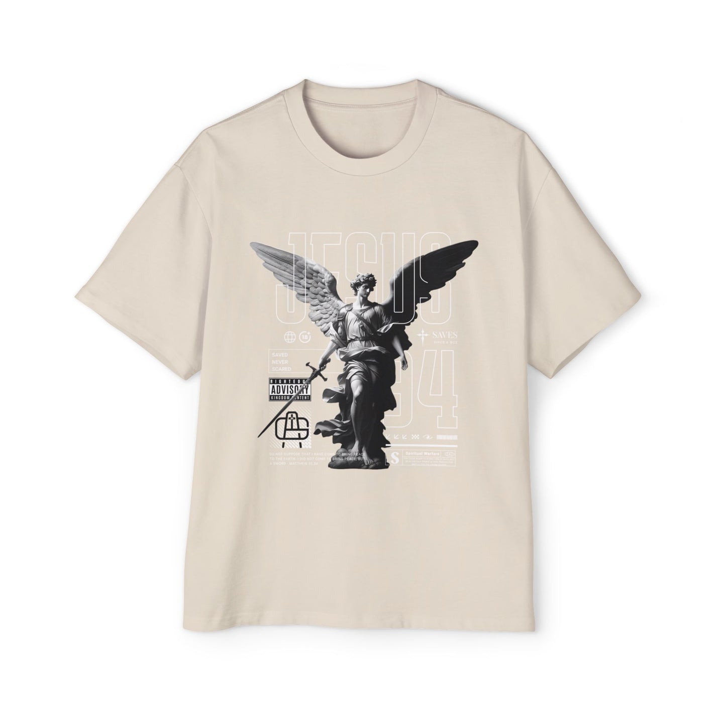 A Spiritual Warfare Men's Heavy Oversized Tee