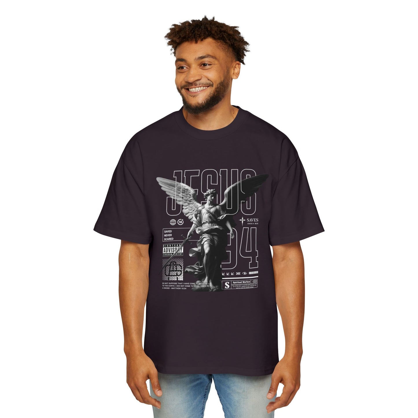 A Spiritual Warfare Men's Heavy Oversized Tee