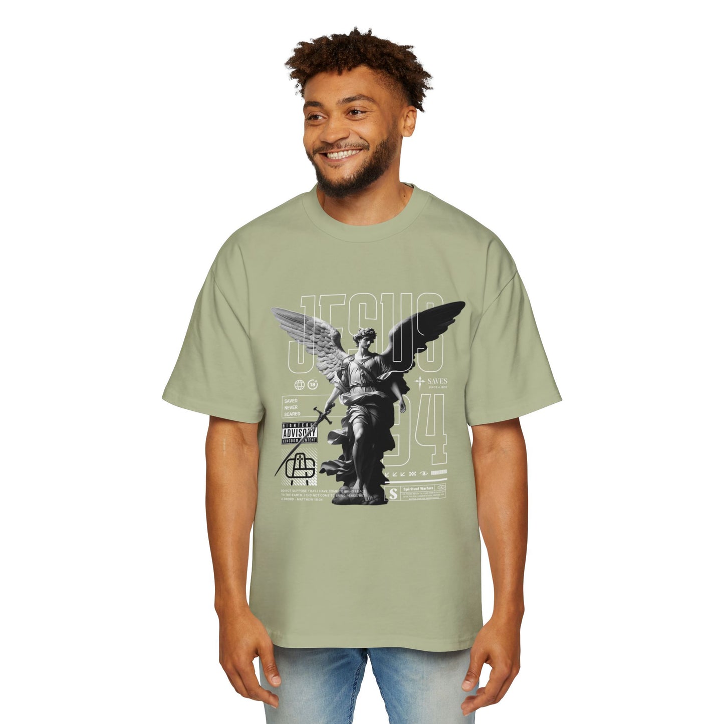 A Spiritual Warfare Men's Heavy Oversized Tee