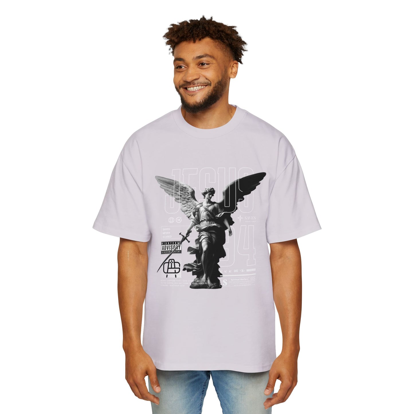 A Spiritual Warfare Men's Heavy Oversized Tee