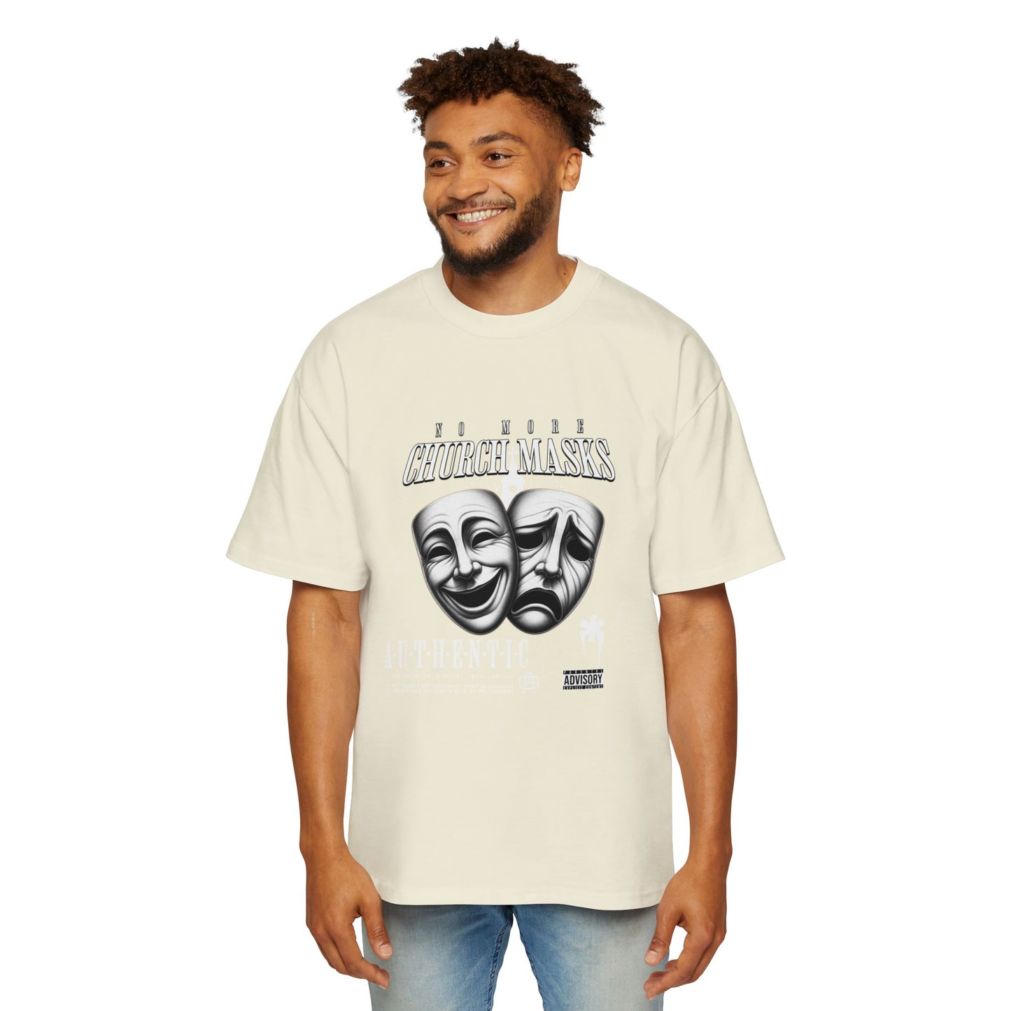 No More Church Masks Men's Heavy Oversized Tee