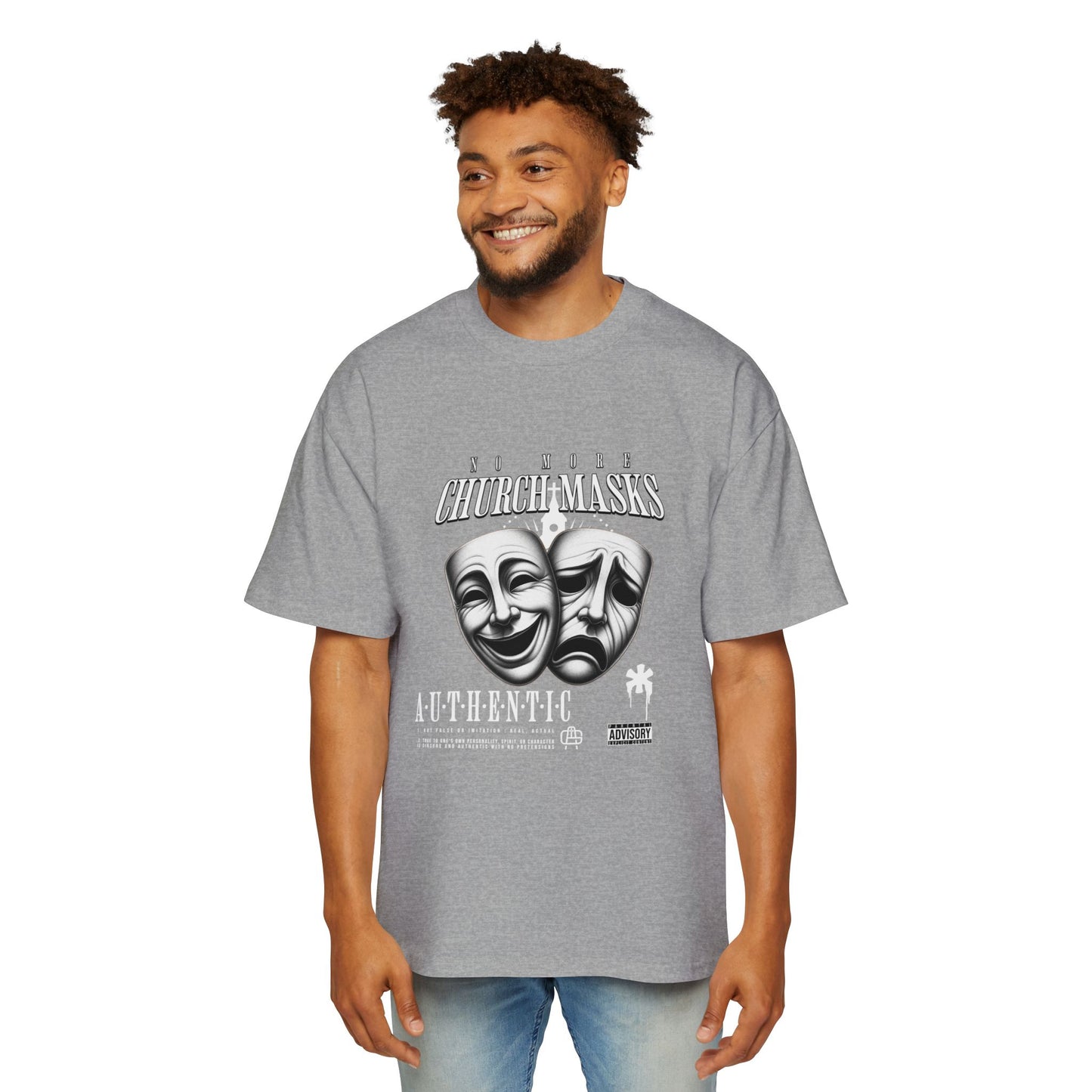 No More Church Masks Men's Heavy Oversized Tee