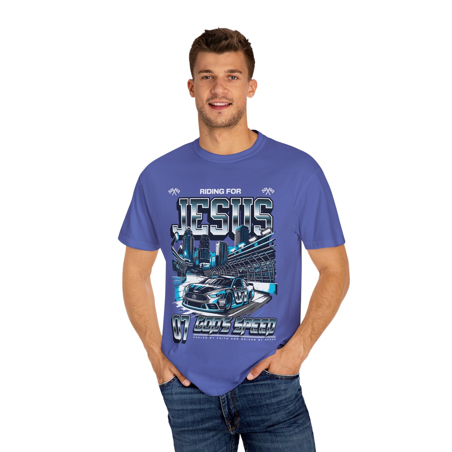 Riding for Jesus Unisex Garment-Dyed T-shirt