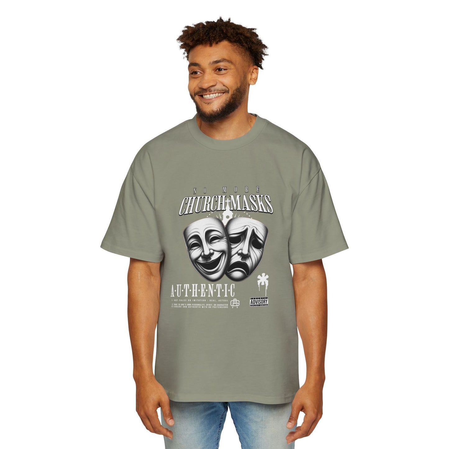 No More Church Masks Men's Heavy Oversized Tee