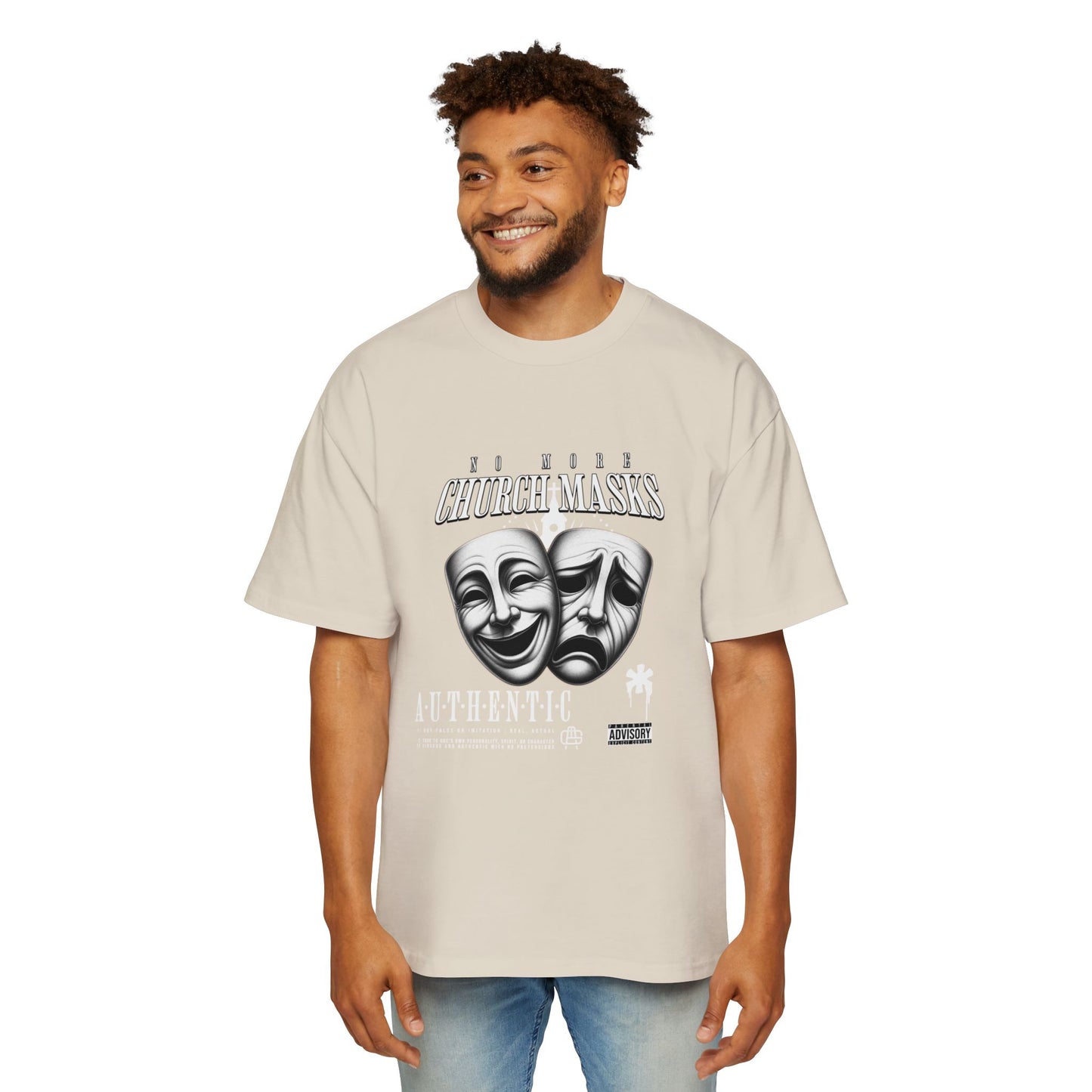 No More Church Masks Men's Heavy Oversized Tee