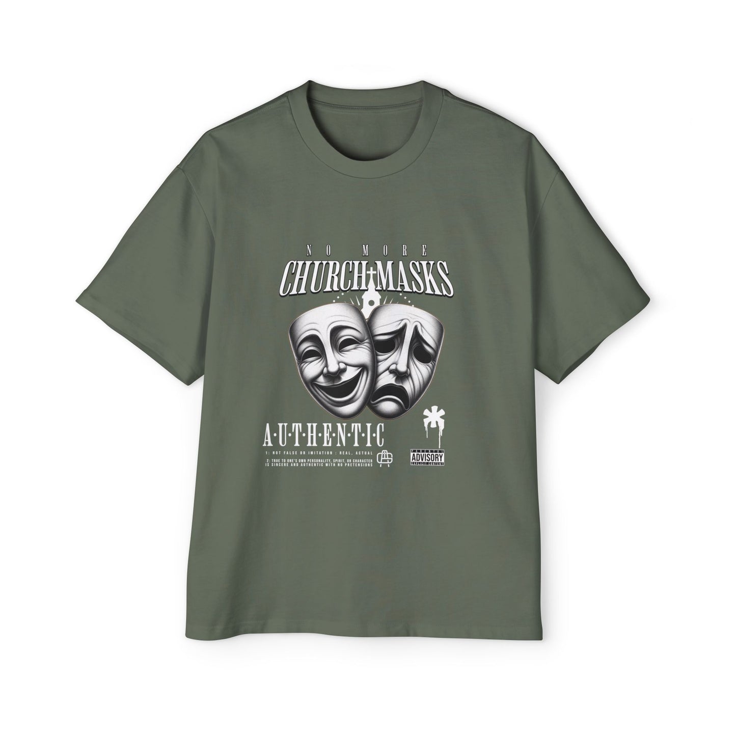 No More Church Masks Men's Heavy Oversized Tee