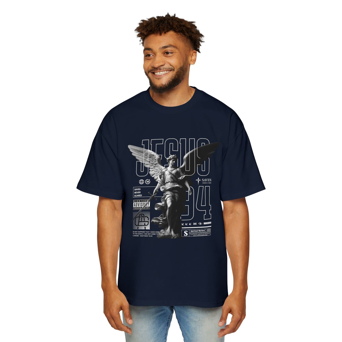 A Spiritual Warfare Men's Heavy Oversized Tee