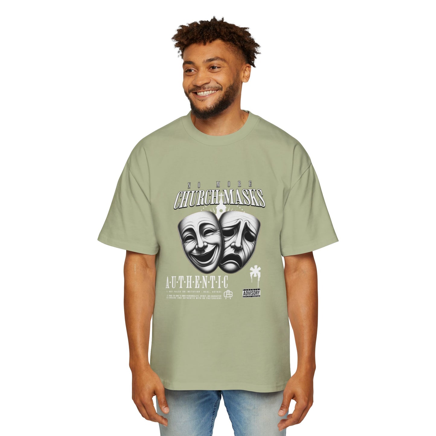 No More Church Masks Men's Heavy Oversized Tee